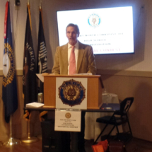 Post 304 Oratorical Chair Jake Cave emceeing the event