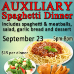 Auxiliary Spaghetti Dinner Fundraiser Set For Sept. 23