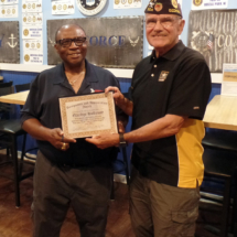 Certificate awarded to Eldrige Holloway